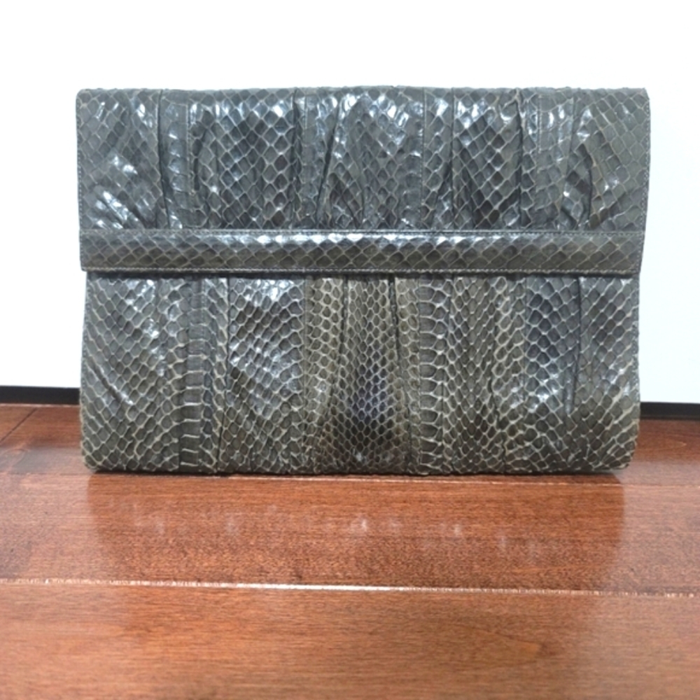 Vintage Snake Leather Clutch Handbag Purse